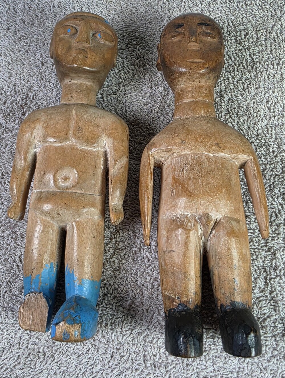 Hand-Carved Wooden Ritual Figures 8 Inches Tall